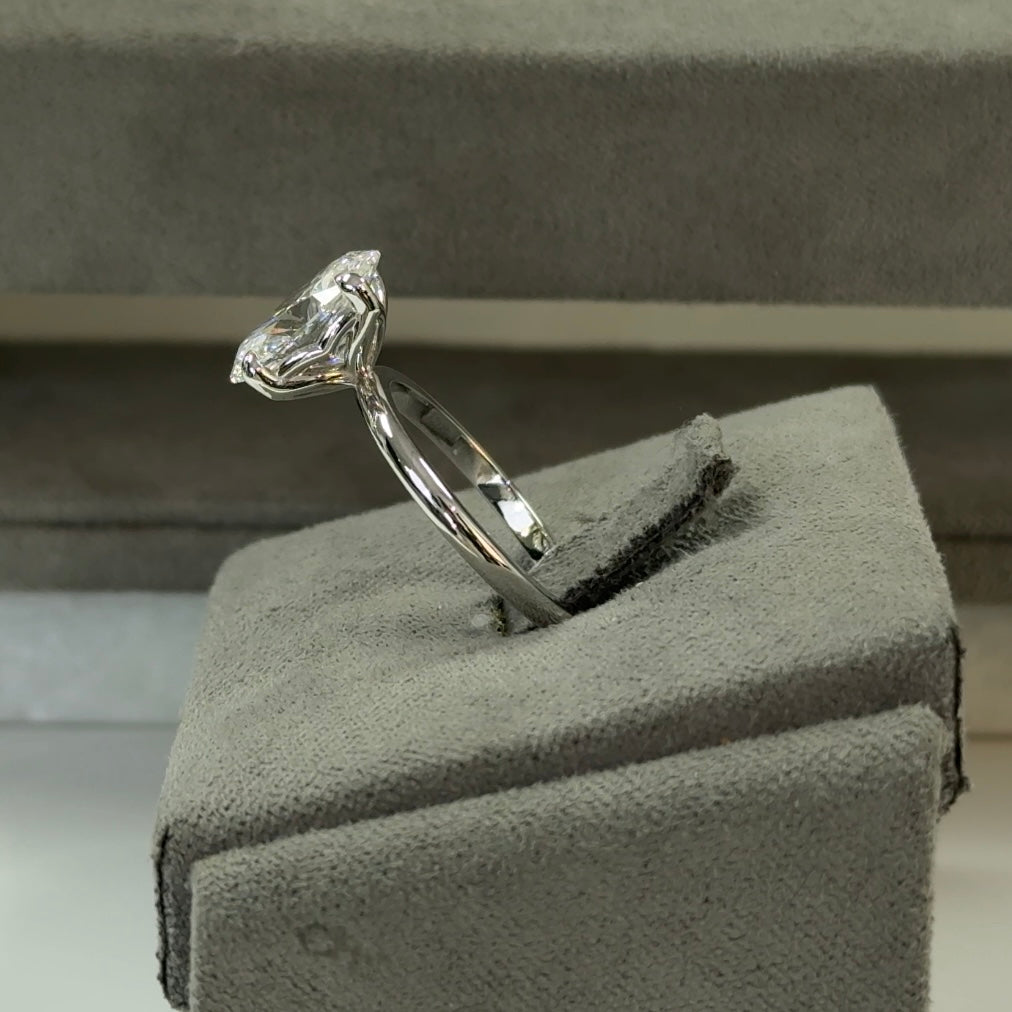 3.09 Carat Oval Lab Diamond Elegant Tulip Basket Solitaire Ring