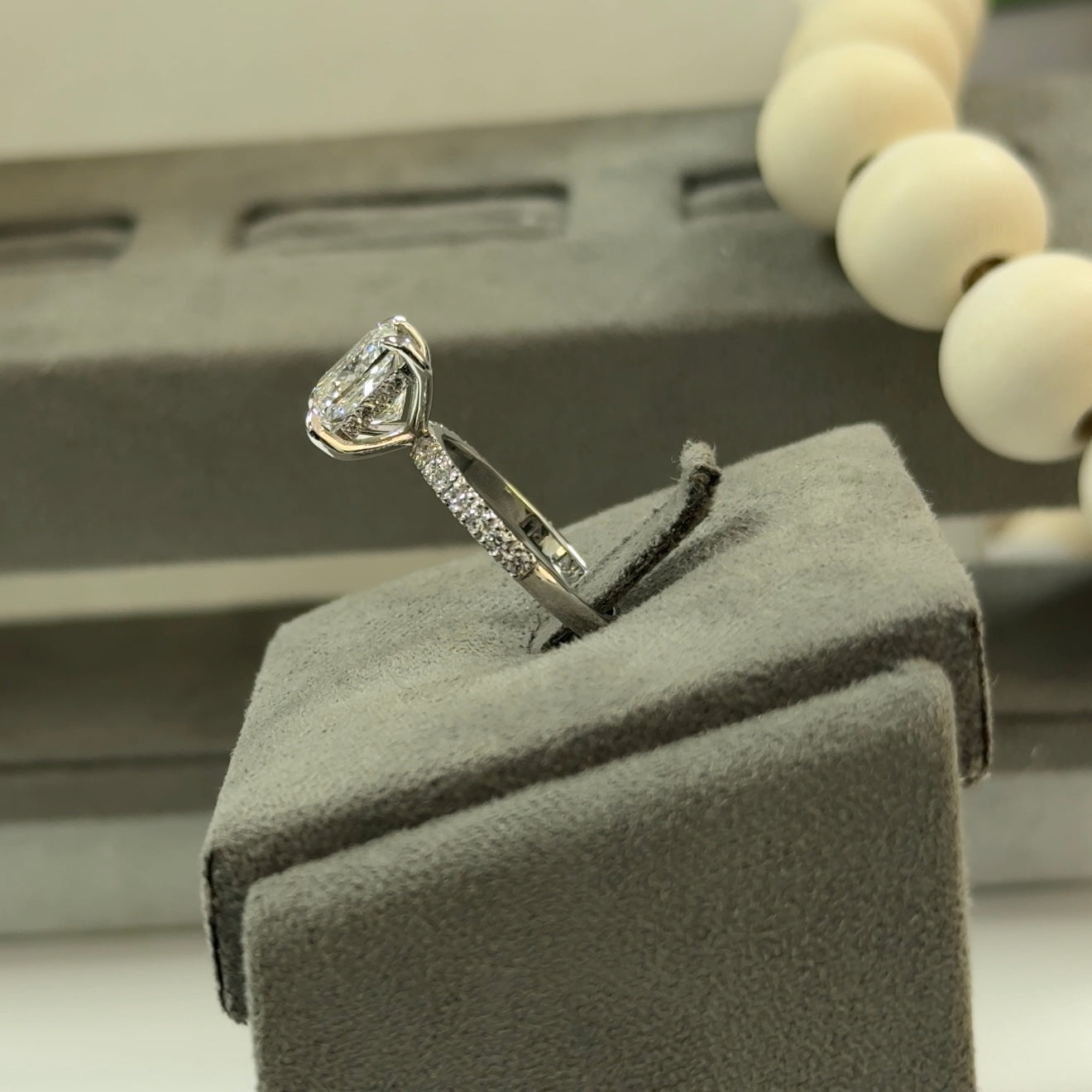 2.37 Carat Princess Lab Diamond Traditional Elegance Hidden Halo Ring