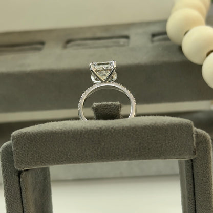 2.37 Carat Princess Lab Diamond Traditional Elegance Hidden Halo Ring