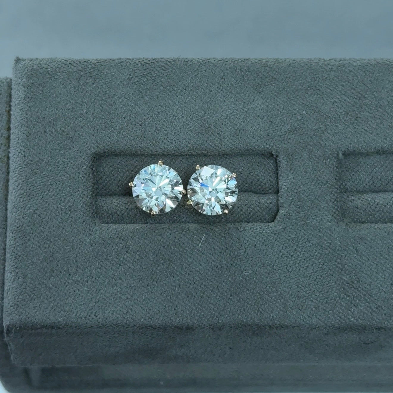 Round Lab Diamond 14kt Yellow Gold 4-Prong Basket Stud Earrings 4.00ctw