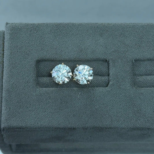 Round Lab Diamond 14kt Yellow Gold 4-Prong Basket Stud Earrings 4.00ctw