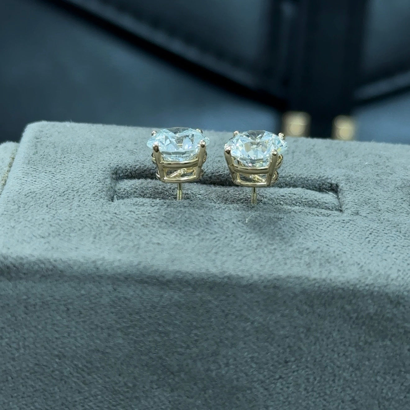 Round Lab Diamond 14kt Yellow Gold 4-Prong Basket Stud Earrings 4.00ctw