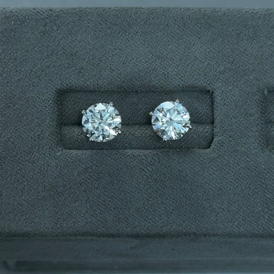 Round Lab Diamond 14kt White Gold 4-Prong Basket Stud Earrings 3.00 ctw