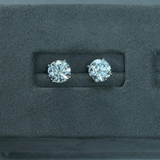 Round Lab Diamond 14kt White Gold 4-Prong Basket Stud Earrings 3.00 ctw
