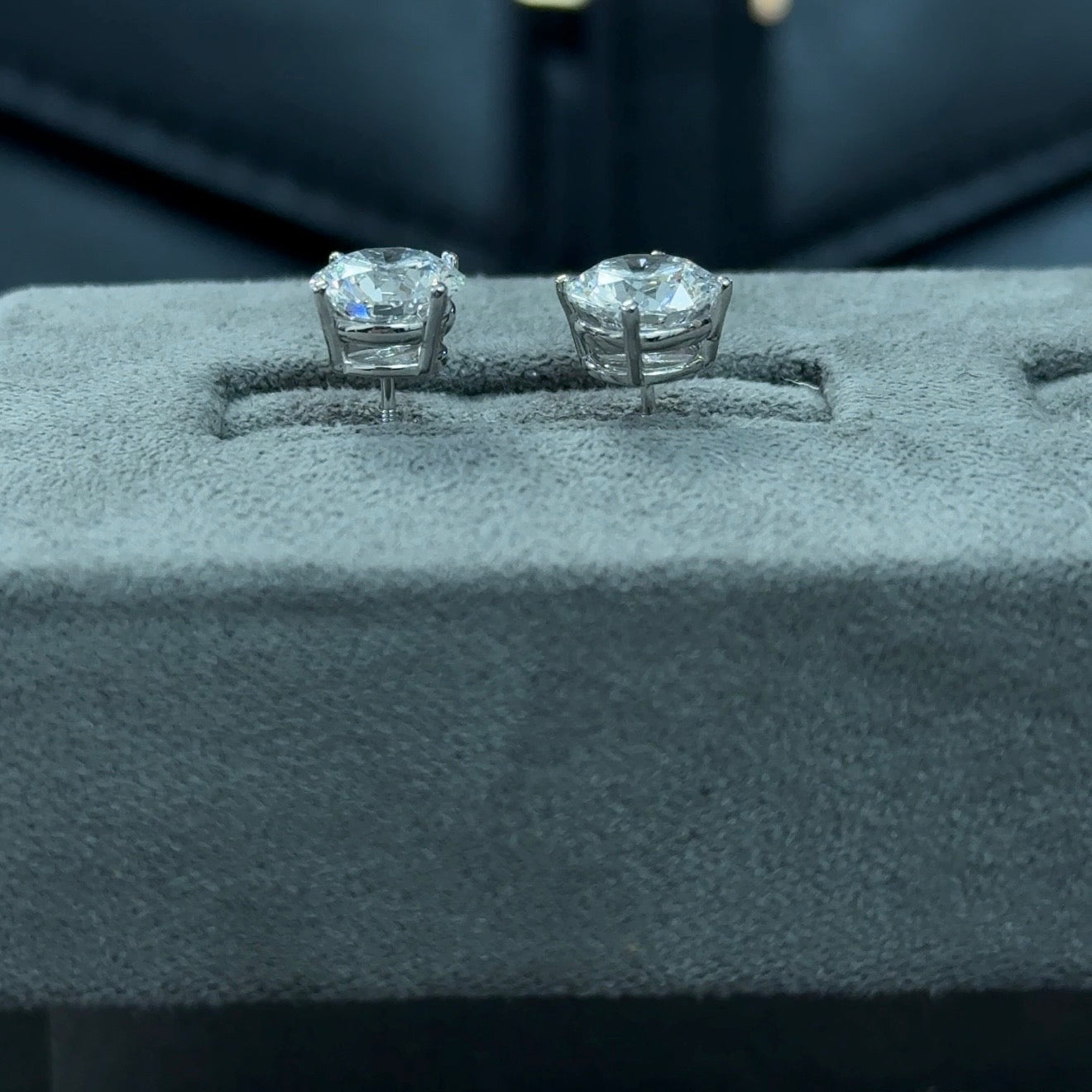Round Lab Diamond 14kt White Gold 4-Prong Basket Stud Earrings 3.00 ctw