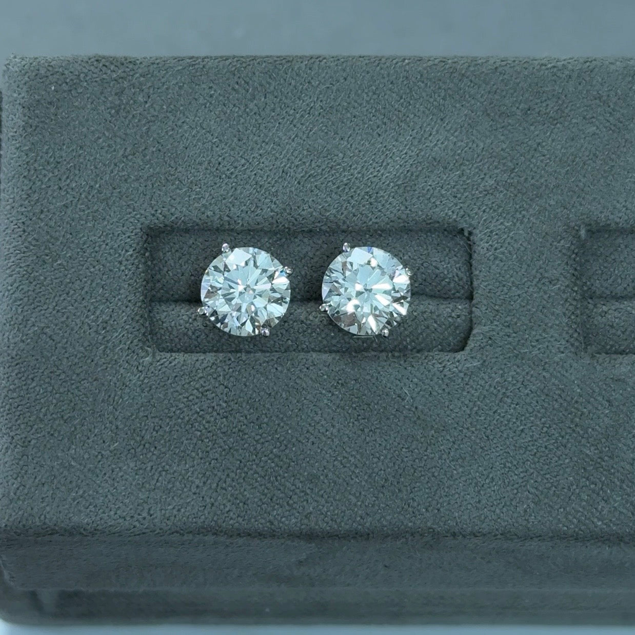 Round Lab Diamond 14kt White Gold 4-Prong Basket Stud Earrings 4.00 ctw