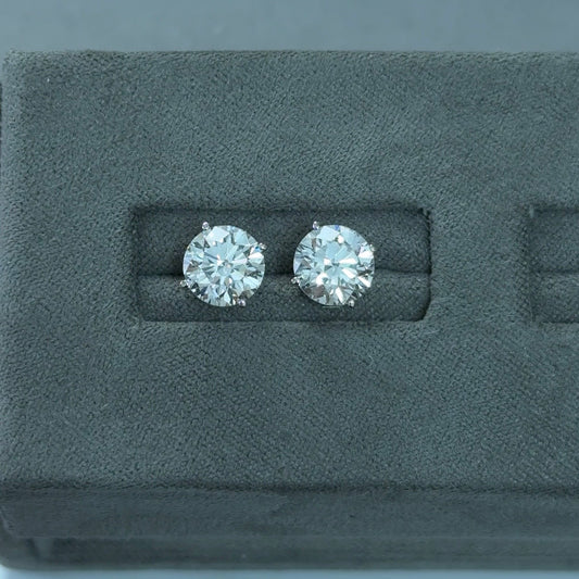 Round Lab Diamond 14kt White Gold 4-Prong Basket Stud Earrings 4.00 ctw