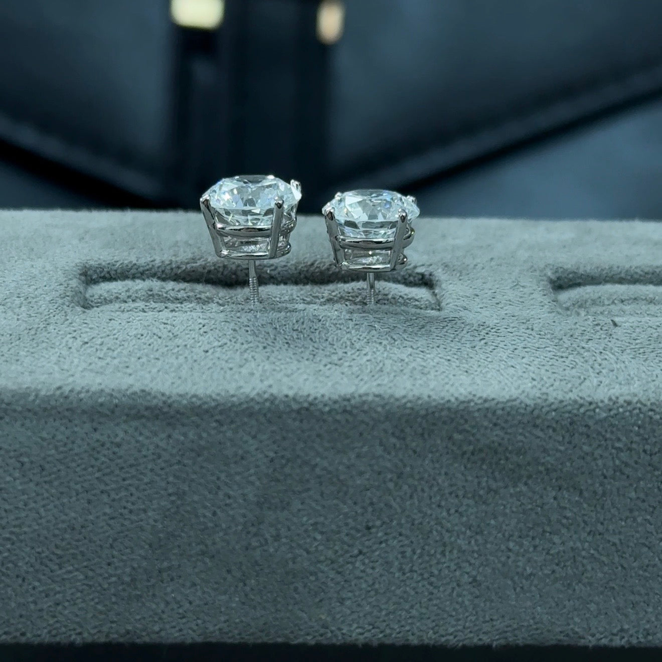Round Lab Diamond 14kt White Gold 4-Prong Basket Stud Earrings 4.00 ctw