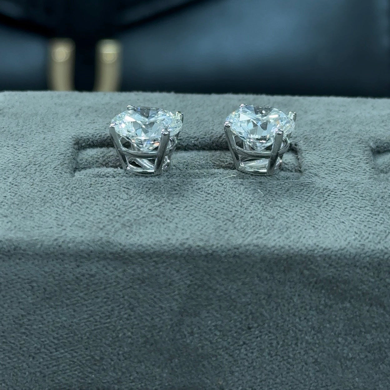 Round Lab Diamond 14kt White Gold 4-Prong Basket Stud Earrings 6.00ctw