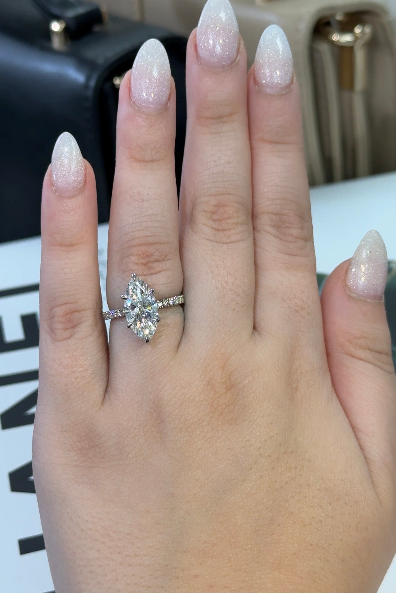 3.02 Carat Marquise Lab Diamond Traditional Elegance Hidden Halo Ring