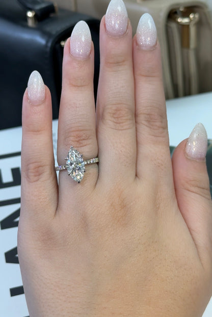 3.02 Carat Marquise Lab Diamond Traditional Elegance Hidden Halo Ring