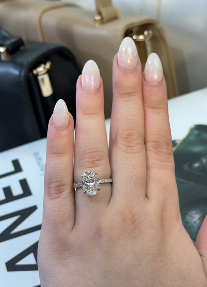 3.07 Carat Oval Lab Diamond Traditional Elegance Hidden Halo Ring