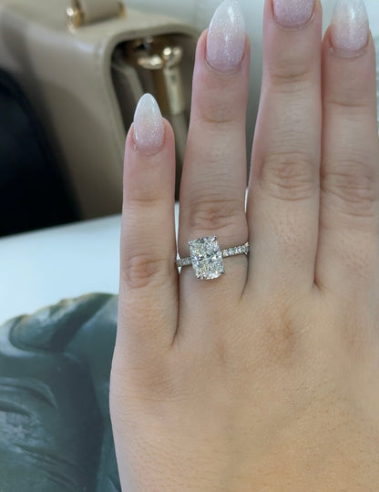 3.06 Carat Cushion Lab Diamond Traditional Elegance Hidden Halo Ring