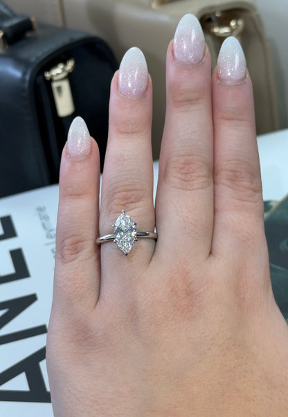 2.30 Carat Marquise Lab Diamond Elegant Solitaire Ring
