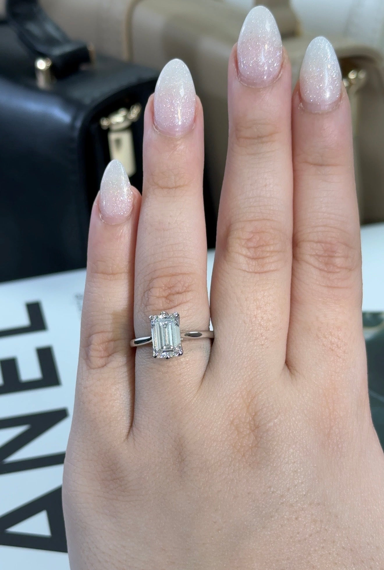 2.27 Carat Emerald Lab Diamond Floral Cathedral Ring