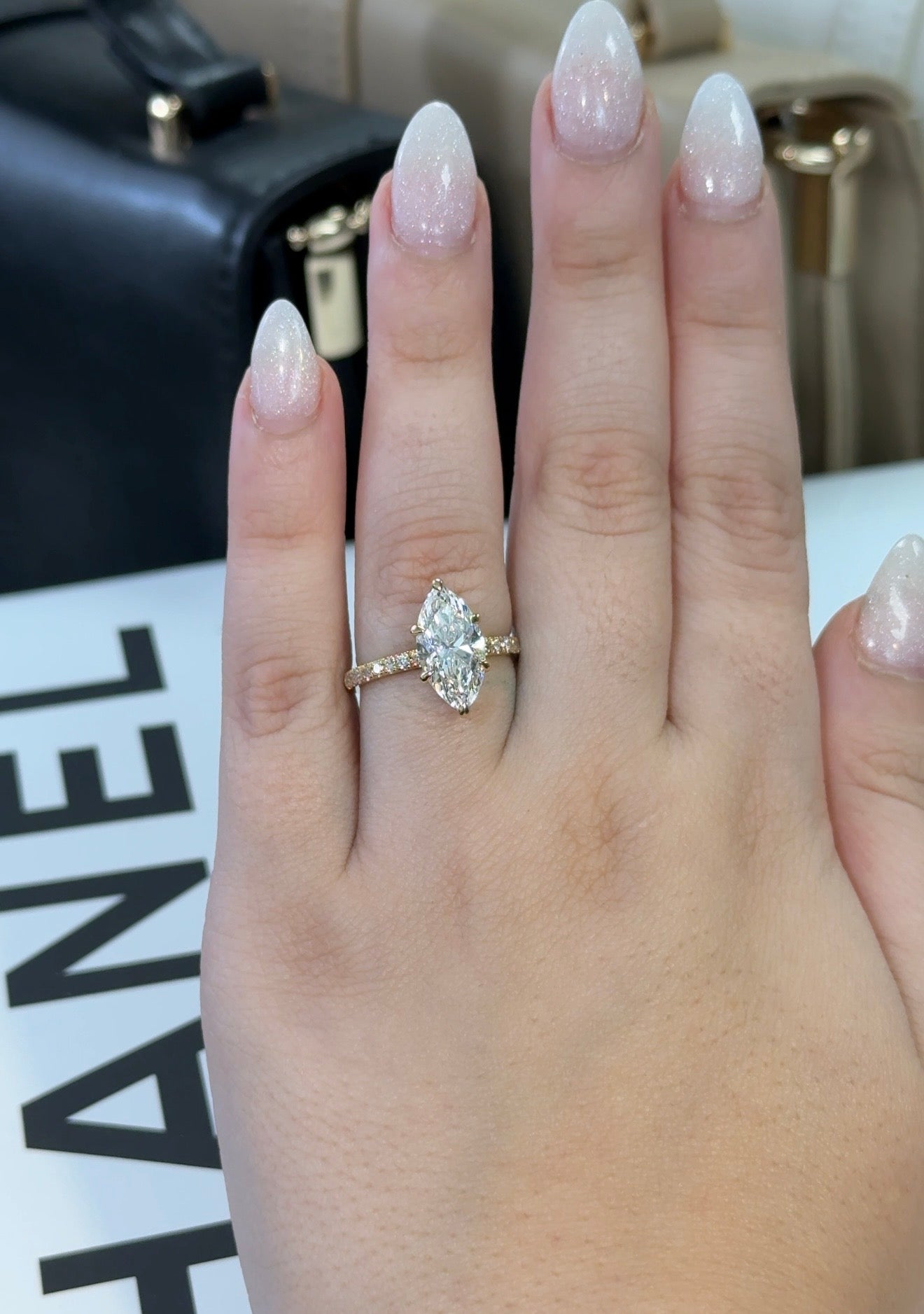 3.02 Carat Marquise Lab Diamond Tulip Traditional Elegance Ring