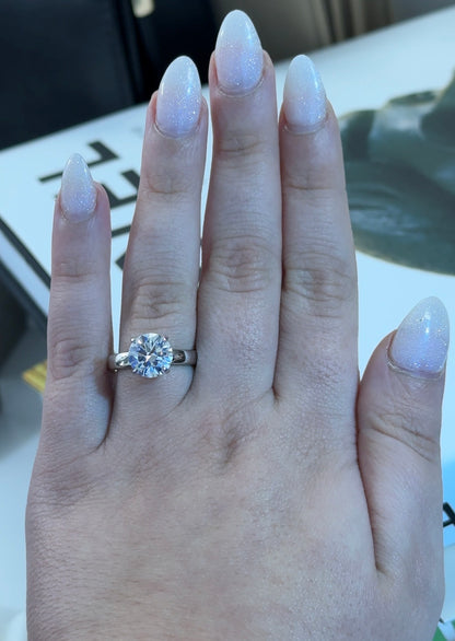 3.01 Carat Round Lab Diamond 3mm Double Hidden Halo Ring