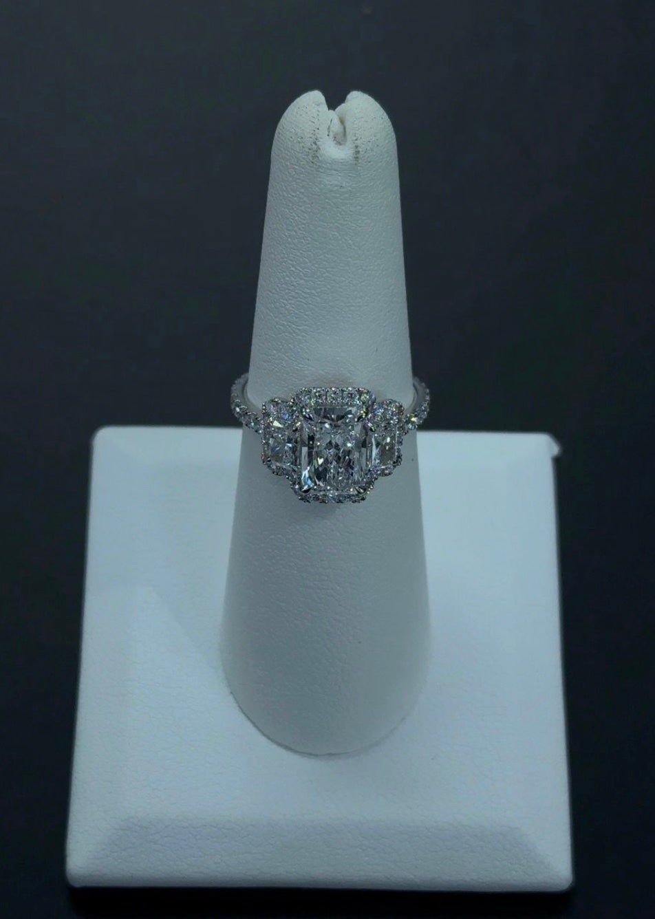 2.04 Carat Radiant Lab Diamond D Color VS1 Clarity 14Kt White Gold Engagement Ring (SKU: RGF-307)