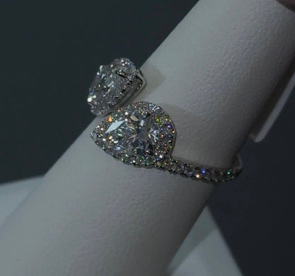 2.03ctw 14kt White Gold Pear Lab Diamond Toi et Moi Halo Ring  (SKU: RGF-377)