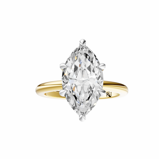 Marquise Mixed Metal Hidden Halo Solitaire Setting