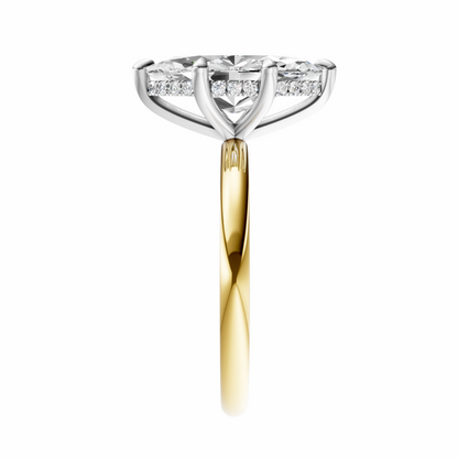 Marquise Mixed Metal Hidden Halo Solitaire Setting