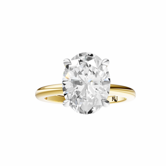 Oval Mixed Metal Hidden Halo Solitaire Setting