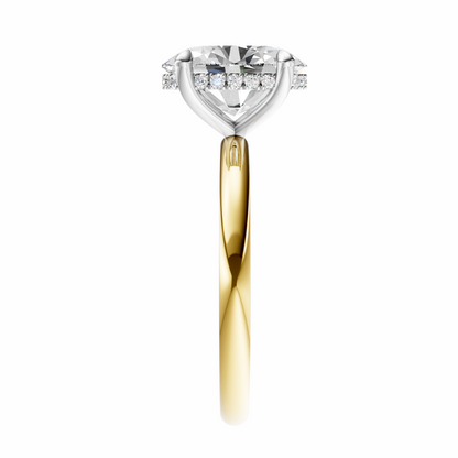 Oval Mixed Metal Hidden Halo Solitaire Setting