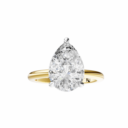 Pear Mixed Metal Hidden Halo Solitaire Setting