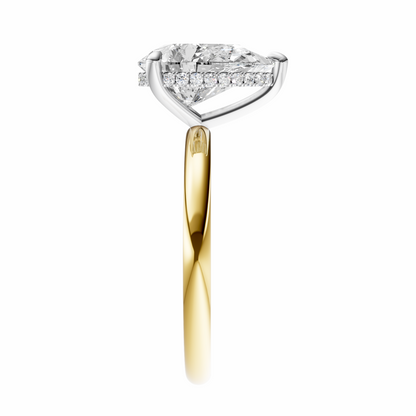 Pear Mixed Metal Hidden Halo Solitaire Setting