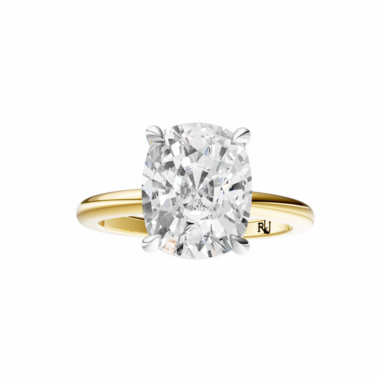 Cushion Mixed Metal Elegant Solitaire Setting