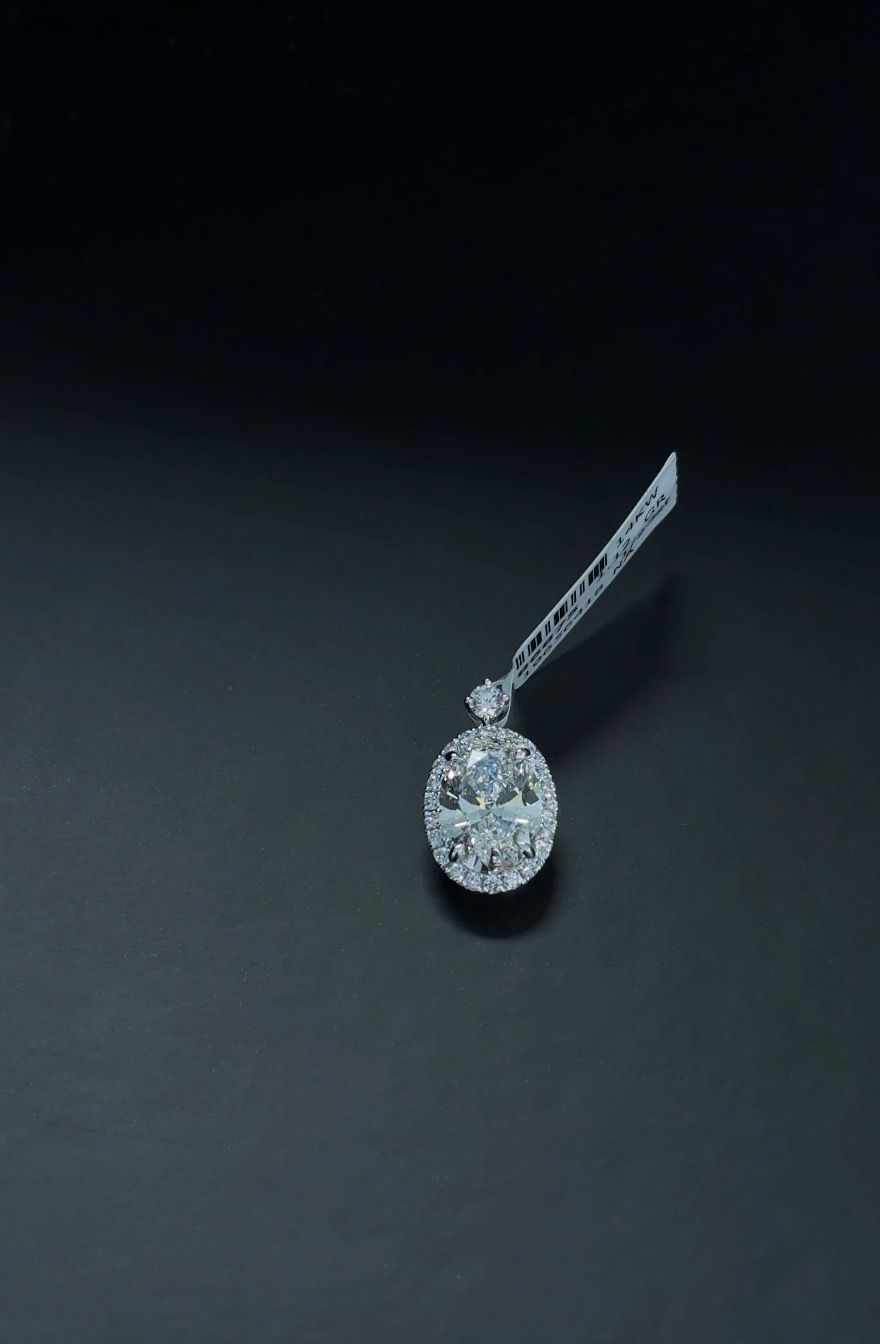 3.41ctw Oval Lab Diamond F VVS2 14kt White Gold Pendant PEN-37-2