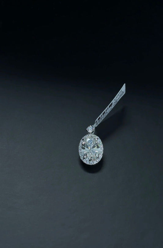 3.41ctw Oval Lab Diamond F VVS2 14kt White Gold Pendant PEN-37-2