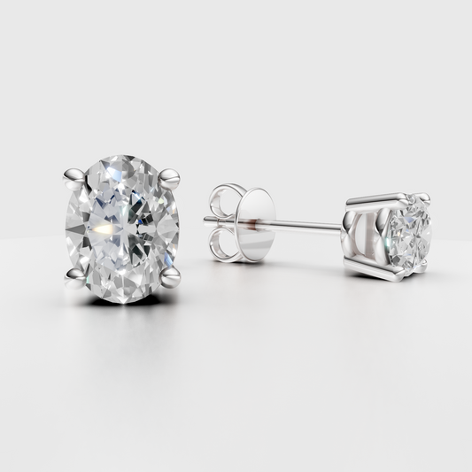 Oval lab Diamond 4-Prong Stud Earrings