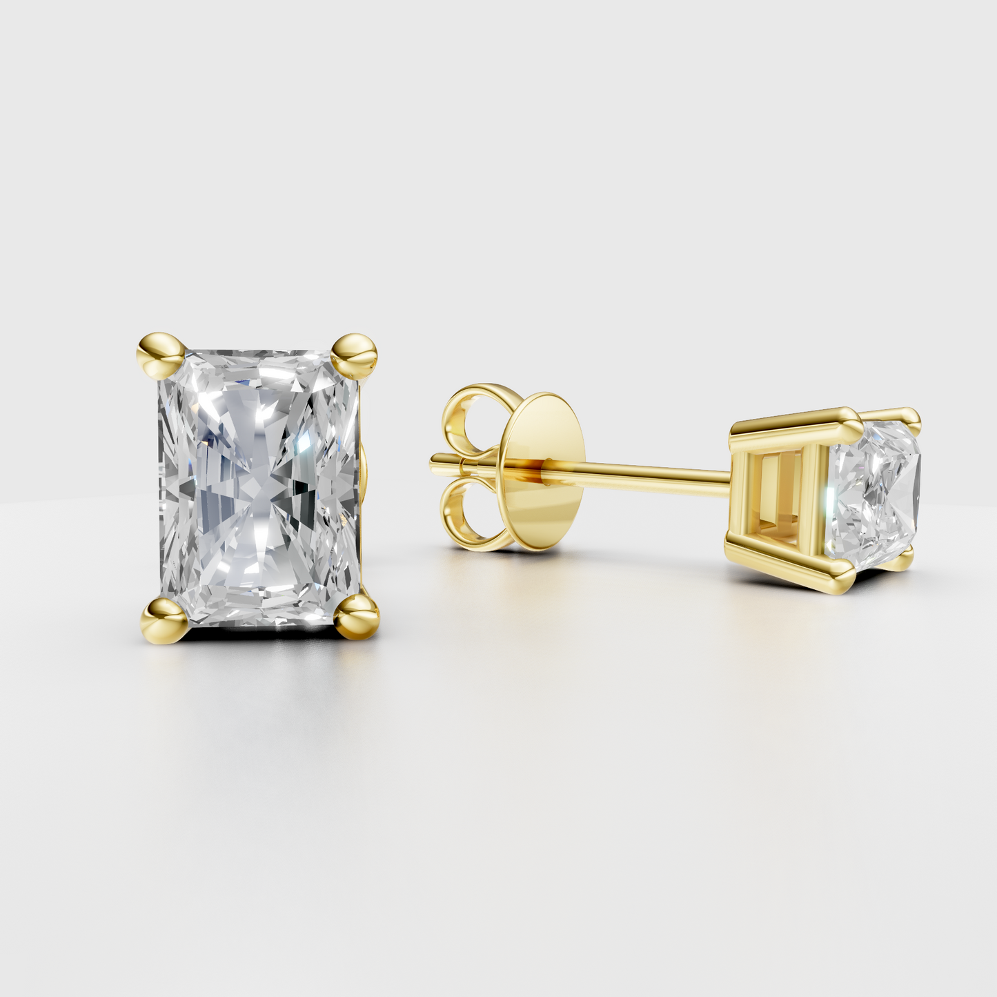 Radiant Lab Diamond 4-Prong Stud Earrings