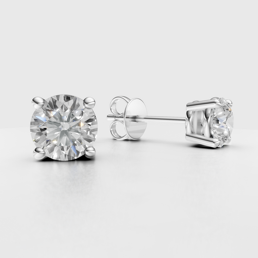 Round lab Diamond 4-Prong Stud Earrings