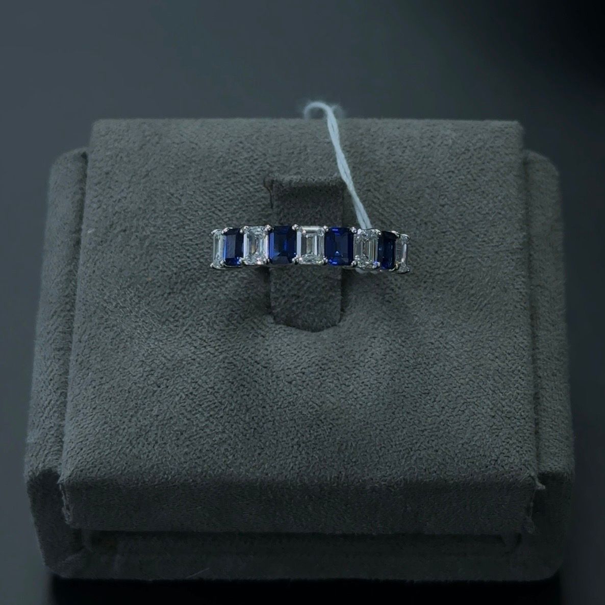 2.09ctw Blue Sapphie Lab Gemstone and Lab Diamond 14kt White Gold Ring SKU: RG01983W-BS