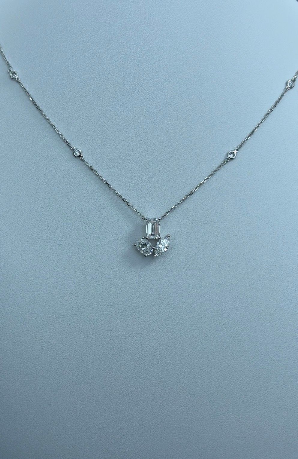 1.49ctw Lab Diamond Necklace and Pendant 14kt White Gold SA5429N
