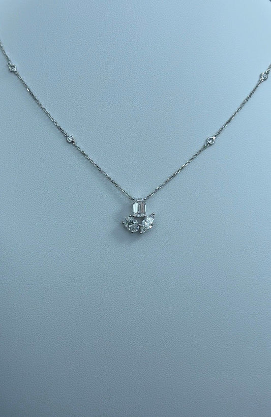 1.49ctw Lab Diamond Necklace and Pendant 14kt White Gold SA5429N