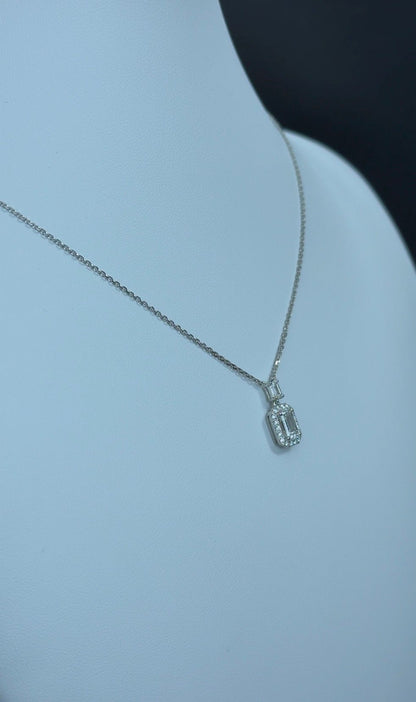 1.16ctw Emerald Lab Diamond Halo Pendant Necklace SA5453N