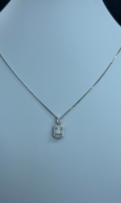 1.16ctw Emerald Lab Diamond Halo Pendant Necklace SA5453N