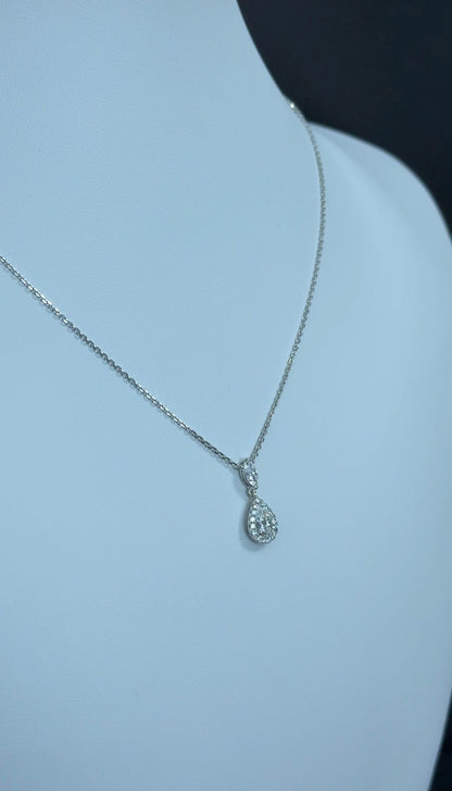 0.70ctw Pear Lab Diamond 14kt White Gold Necklace and Pendant 16-18inch SA5454N
