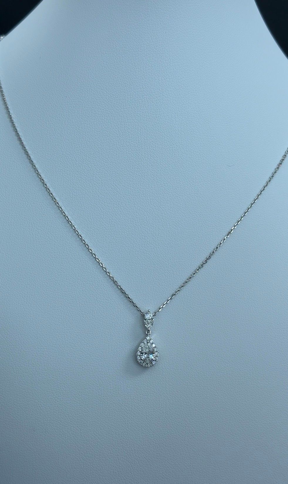 0.70ctw Pear Lab Diamond 14kt White Gold Necklace and Pendant 16-18inch SA5454N