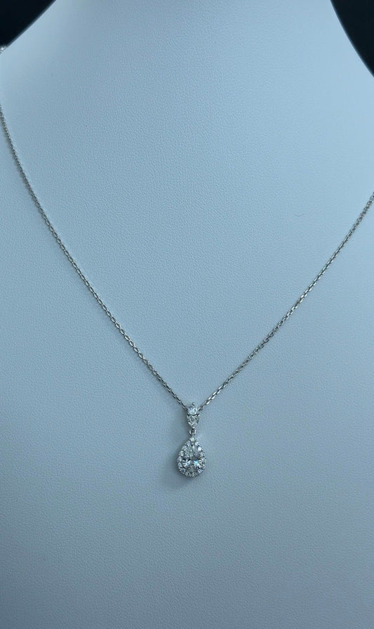 0.70ctw Pear Lab Diamond 14kt White Gold Necklace and Pendant 16-18inch SA5454N
