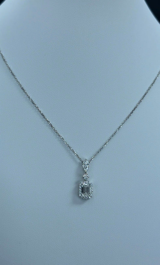 1.31ctw Emerald Lab Diamond 14kt White Gold Necklace and Pendant SA5455N