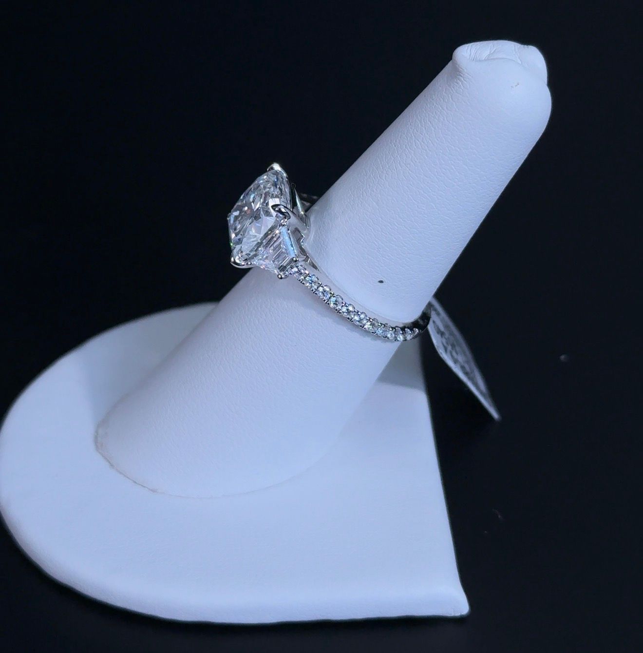 4.21ct Square Cushion E VVS2 Lab Diamond 14kt White Gold Engagement Ring SA5508R-9.4x6-1