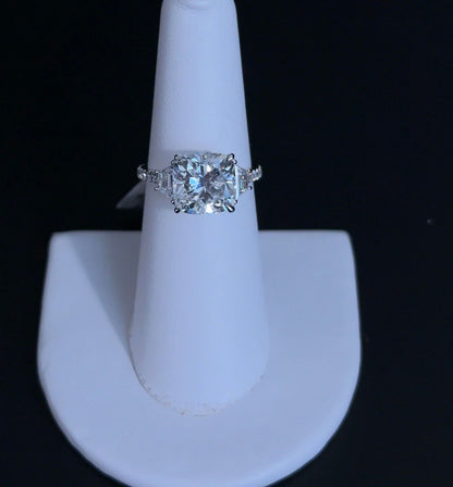 4.21ct Square Cushion E VVS2 Lab Diamond 14kt White Gold Engagement Ring SA5508R-9.4x6-1