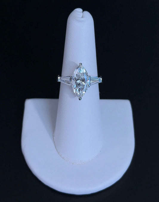 3.01ct Marquise E VVS2 Lab Diamond 14kt White Gold Engagement Ring SA5655R-15x7.5-2
