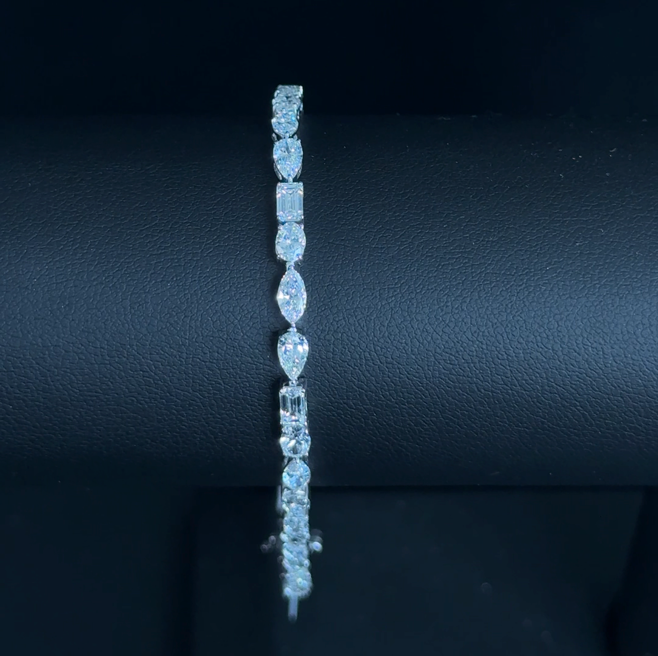 5.77ctw Mixed Shape Lab Diamond 14kt White Gold 7" Tennis Bracelet