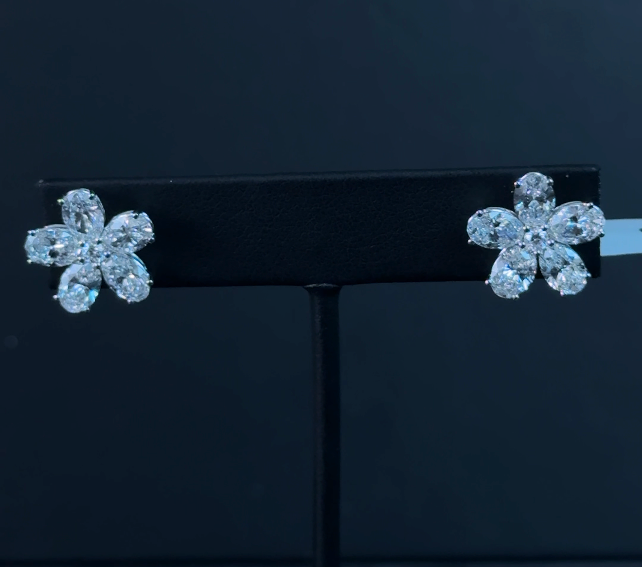 5.65ctw Oval and Round Lab Diamond 14kt White Gold Flower Earrings SA5525E