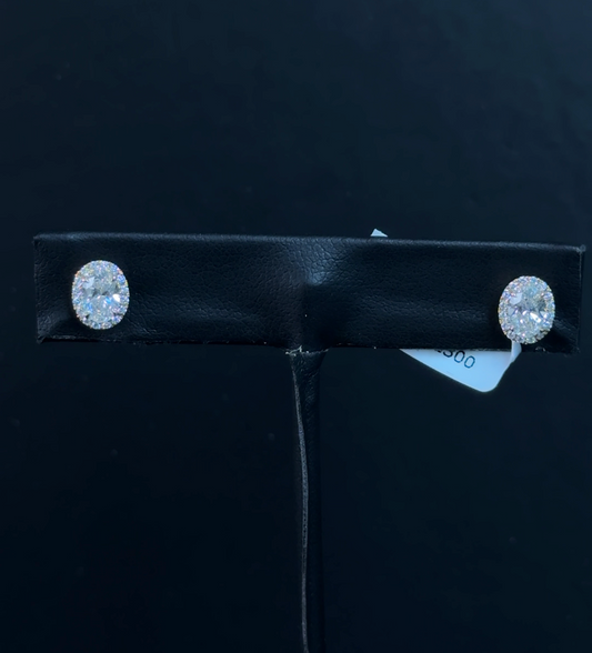 1.21ctw Oval lab Diamond 14kt Yellow Gold Halo Earrings SA5334EO-6